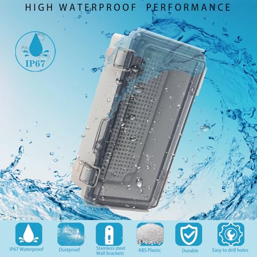 Outdoor Waterproof Electrical Box Junction Box Weatherproof IP67 ABS Plastic Enclosure Switch Router Project Box Electronics Enclosure with Mounting Plate Wall Bracket Clear 7.9"x3.9"x2.8" - color: Clear, size: 7.9" x 3.9" x 2.8"