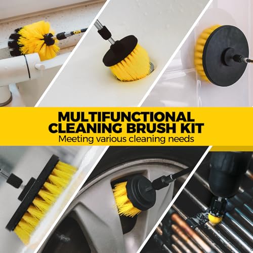 Holikme 30Piece Drill Brush Attachment Set - Power Scrubber Cleaning Kit - color: Yellow