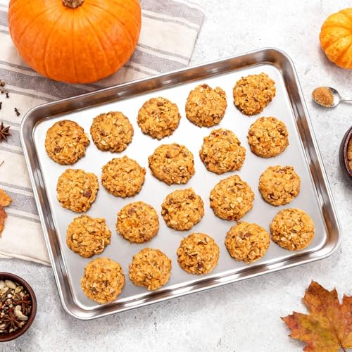 Onader 4 Pack Baking Sheet Pan, 20 x 14 Inch Stainless Steel Cookie Tray - size: 19.7×13.8×1 inch