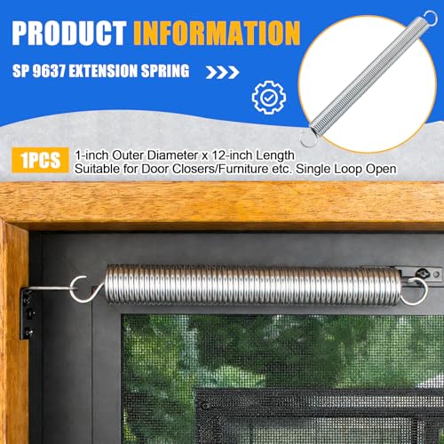 9637 Extension Spring, 1-inch Outer Diameter x 12-inch Length - size: 2 Pack