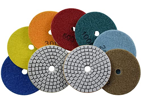 Diamond Polishing Pad Wet Buffer 3 Inch for Grinding Marble Granite Countertop 7 Pcs Set