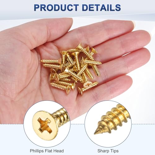 M METERXITY 100-Pack Brass Wood Screws M3.5 x 16mm Phillips Flat Head Self-Tapping Screw Connector Fasteners for Door Hinges/Woodworking/Furniture Repair/Gardening/DIY Crafts Decorative Screws - size: M3.5x16mm