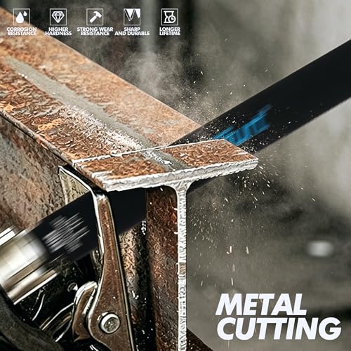 9PCS Reciprocating Saw Blades Set, Metal Saw Blades Premium Bi-Metal 6" & 9" & 12" Metal Cutting Saw Blades with Storage Box, Long-Lasting Pruning Blades - size: 9pcs Metal