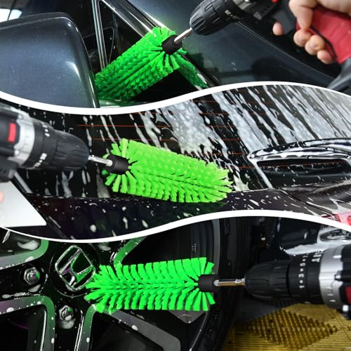 1 Pack Drill Brush for Car Wheel and Bottle(Green) - color: 1 Pack Green
