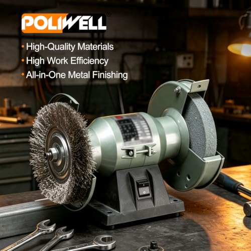 6" Bench Grinder Wheel 80 Grit & Wire Wheel Brush with 1/2" Arbor - size: 80 Grit
