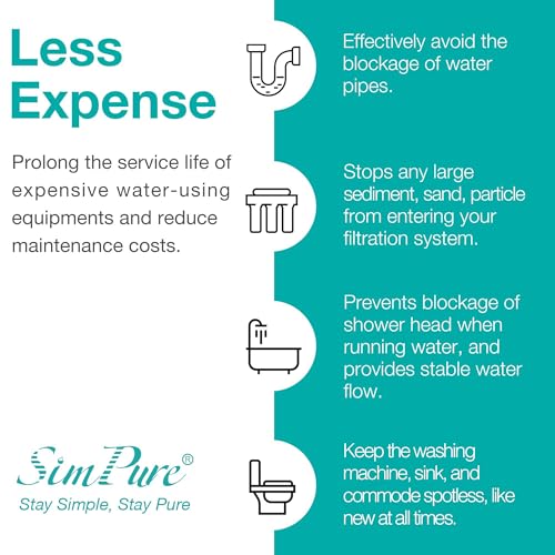 SimPure 5 Micron 10" x 2.5" Whole House Sediment Water Filter Cartridge - size: 4 Count (Pack of 1), style: Polypropylene