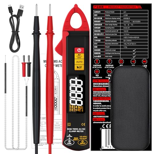 BSIDE UX1 Digital Clamp Meter 1mA AC/DC Current True RMS Auto-Ranging 6000 Counts Meter Hz Temperature Capacitance Live Check V-Alert Low Impedance Voltage Tester