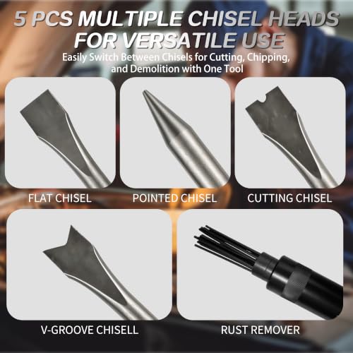2-in-1 Air Needle Scaler & Air Chisel, 4500 BPM, 8.5J