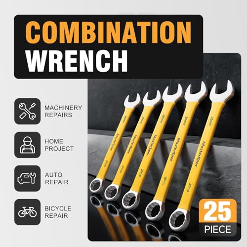 25-Piece Combination Spanner Set - Open End & Box End Wrench