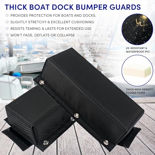 Dock Bumper,Dock Bumper Guard with Screws,Boat Dock Bumper for Boat Dock Vertical Pole Post or Corner Dock,PVC Piling Bumper-Post Bumper for Horizontal Deck or Pier Fenders - style: Carbon Fiber Black 3Pack Total 48IN