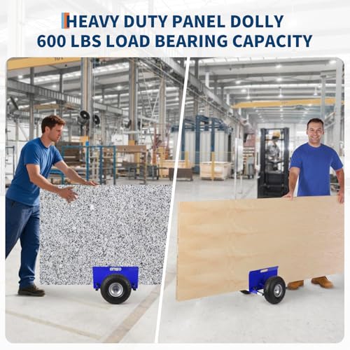 600 LBS Panel Dolly, Door Dolly Adjustable Drywall Mover with 10" Tires - size: Blue-1 PCS