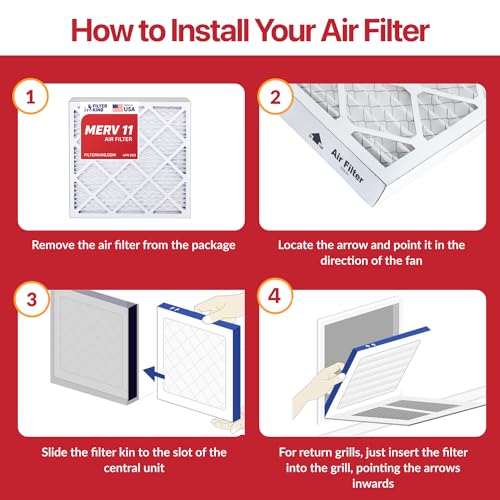 Filter King 11.25x23.25x1 Air Filter MERV 11, AC Furnace Filters (6-Pack) - size: 11.25x23.25x1