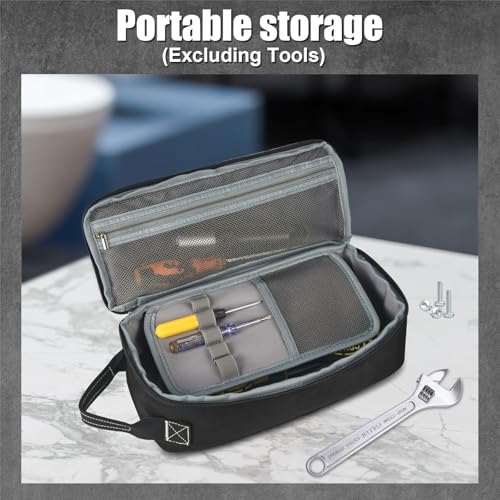 12.6" Heavy Duty Small Tool Bag Pouch for Men with Multiple Pockets,Black - color: Black
