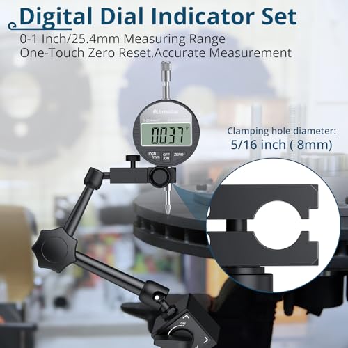 Digital Dial Indicator Set,0.0005in Resolution,132lb Magnetic Base - style: Digital Dial