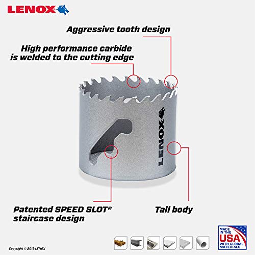 LENOX Tools Carbide Hole Saw, 2 1/4-Inch (57 mm) (LXAH3214) - style: 2 1/4-Inch (57 mm)