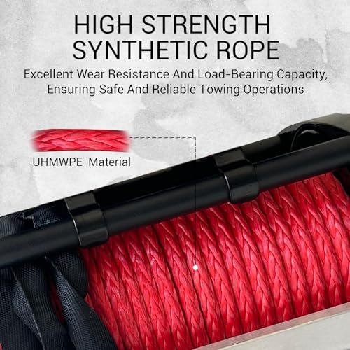 10000lbs Electric Winch 12V, IP67 Waterproof Off-Road Truck Winch with 85ft 7/20" Steel Cable & Wireless Handheld Remote, Heavy-Duty Power Winch for Towing UTV ATV SUV 4x4 Off Road Vehicle - color: Red, 10000lbs