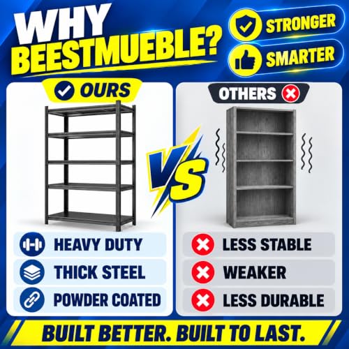 Book Shelf, Metal Bookshelf with Double-Layer Columns, Adjustable Bookcase - size: 39.4"Wx 15.7"Dx 77.4"H