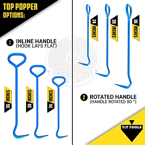 T&T Tools 30-Inch Top Popper Manhole Hook Tool - Inline Handle, 5/8" Hex - size: 30-Inch, style: Inline Handle