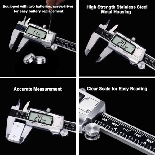 Kynup Digital Caliper, Caliper Measuring Tool, Micrometer, Full Turn Off - color: Black, size: 6 Inch Standard