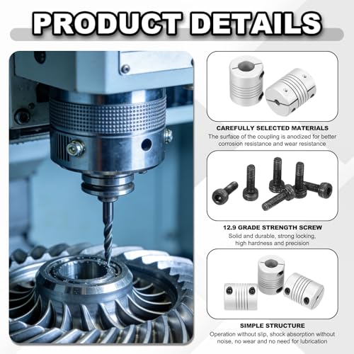 MECCANIXITY 2Pcs Flexible Couplings 5mm to 8mm Aluminum Alloy Coupler - size: 5mm to 8mm