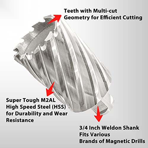 S&F STEAD & FAST Annular Cutter with Pilot Pin, 7/4" x 2", Mag Drill Bit - size: 1-3/4" x 2"