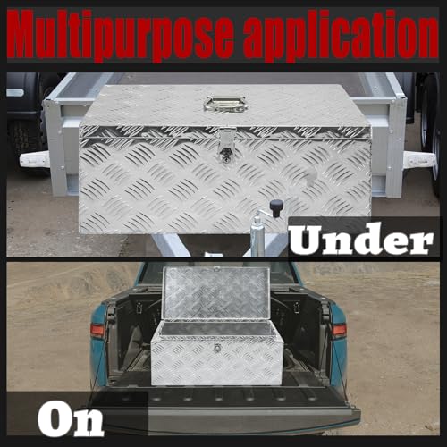 22x11x9 Inch Aluminum Underbody Truck Tool Box Diamond Plate Portable Toolboxes Heavy Duty Pickup Storage Box with Buckle Lock and Keys Suitable for Truck Bed Pickup RV Trailer - size: 22" L x11" W x9" H