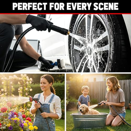 Garden Hose 25ft x 5/8", NON-EXPANDABLE Heavy Duty Premium Flexible Hose - color: Black, size: 25ft