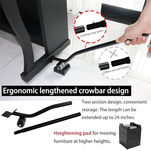 Furniture Dolly & Furniture Rollers Mover with 5 Wheels, Carbon Steel Panel Furniture Lifter Set Up to 1300LBs, for 360° Rotation Shifting Moving Heavy Duty Refrigerator, Sofa, Cabinet - size: Large