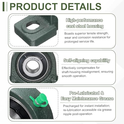 uxcell UCP202 Pillow Block Bearings 15mm Bore Self Alignment Solid Cast - size: UCP202 (Bore 15mm)