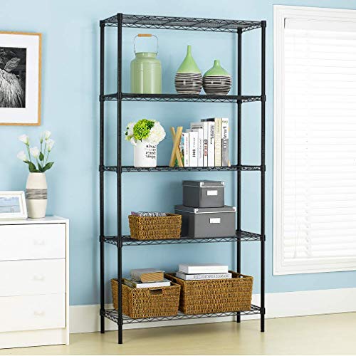 Meet perfect 5-Tier Wire Shelving Unit, 1250 lb, 36x14x72 in, Black - color: Black, size: 5-Tier, 72"H × 36"W × 14"D