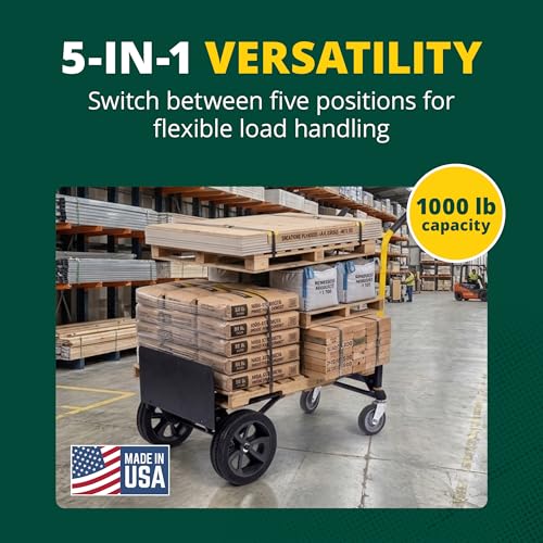 Harper Trucks JDCSC0335PC Kwik Shift 5-in-1 Hand Truck, 1000 lb