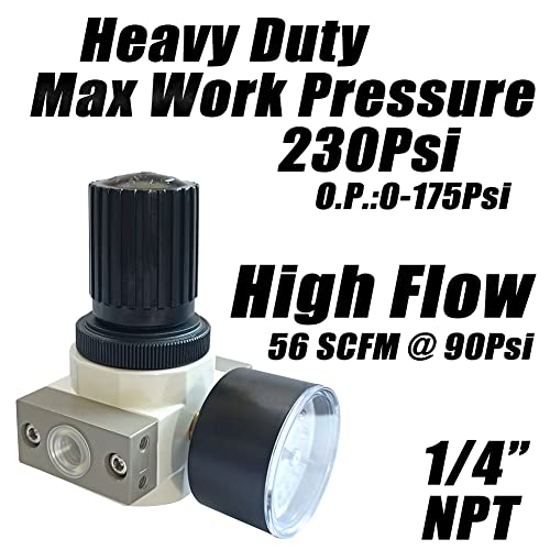 Heavy Duty Air Pressure Regulator 1/4"NPT 230Psi for Compressed Air System OR-02 - size: 1/4"NPT