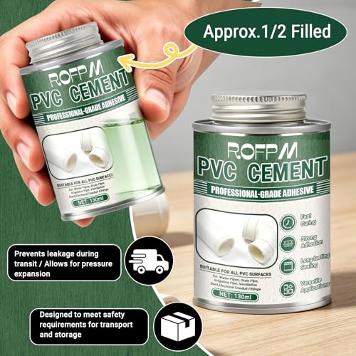 PVC Cement Pipe Glue 4.39floz, Waterproof High Strength PVC Adhesive