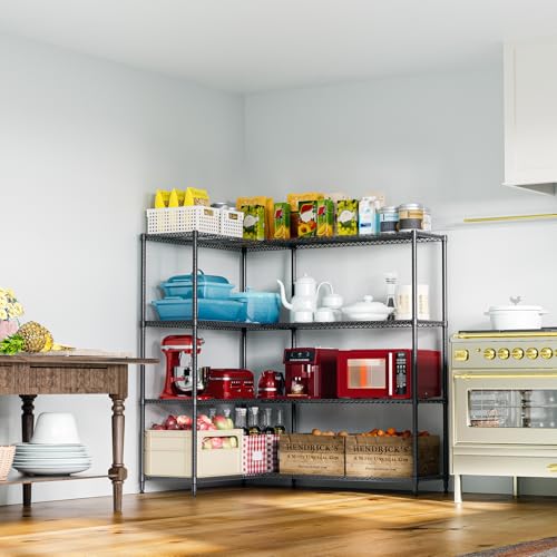 IZEUK Linked Storage Racks, DIY Adjustable Heavy Duty Metal Shelving Unit for Corner, Ideal for Kitchen, Garage, Warehouse, and Garden (Black, 4 Tiers, 15.7" D x 33.5" W x 59.5" H, 1147 lbs Capacity) - color: Black, size: 4 Tier, 15.7" D x 33.5" W x 59.5"