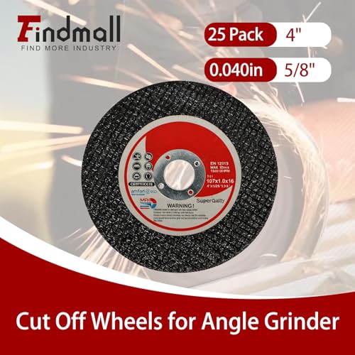 findmall 25 Pack 4" x.040 x5/8" Cut Off Wheel Aluminum Oxide - size: 25pcs 4"*0.040"*5/8"