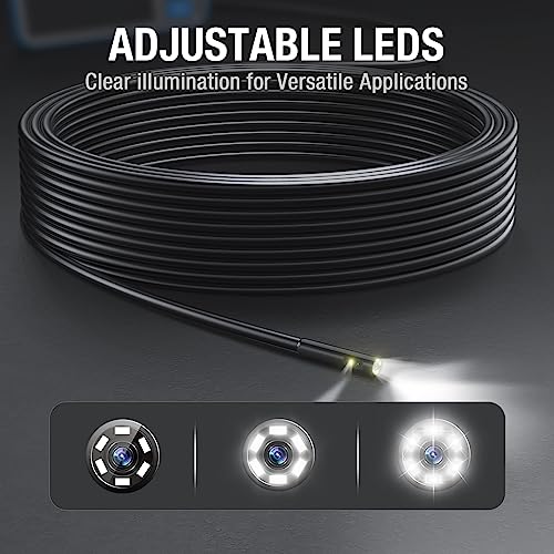 50FT Dual Lens Endoscope with Light, Teslong MS450 Drain Pipe Snake Camera - size: 50FT