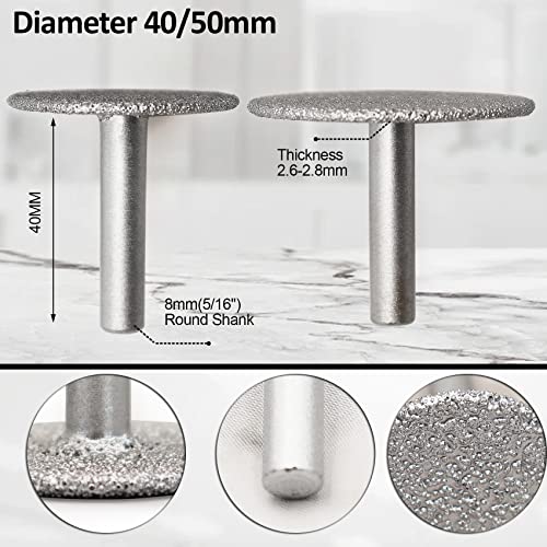 SHDIATOOL Diamond Saw Blade Wheel 1-9/16 inch for Cutting Shaping Tiles Marble Brick Granite Concrete with 8mm Shank 46 Grit 3-Piece 40mm - size: 40mm