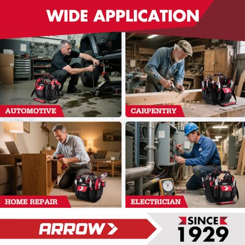 ARROW 12" Tool Tote with Waterproof Hard Base, Electrician Tool Bag
