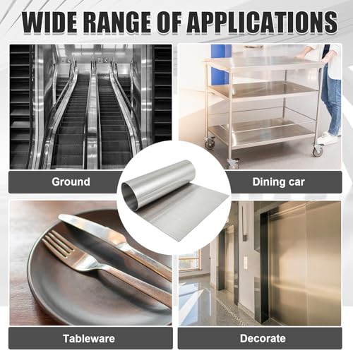 MorningRo 304 Stainless Steel Sheet 48 x 120 Inches, 24 Gauge Heavy Duty Brushed Finish with Protective Film, Food Grade Metal Sheet for Backsplash, Countertops, Wall Panel, Industrial and DIY Project - size: 48 x 120 Inches