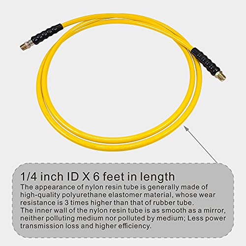AMZCNC 6' 10000psi High Pressure Hydraulic Hose CH-604 Coupler 3/8" Thread Hydraulic Hose Assembly,1/4" ID x 6 ft (YELLOW, 6' 10000 PSI 3/8") - color: Yellow, size: 6' 10000 PSI 3/8"