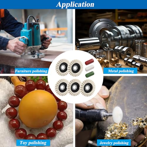 8 Pcs Wool Polishing Wheel Kit with Compound for Angle Grinder,Includes 5Pcs Buffing Wheels (4-1/2" x 7/8") & 3Pcs Polishing Compound,Buffing Wheel for Wood, Metal & Automotive - size: 4.5inch -8 Pcs