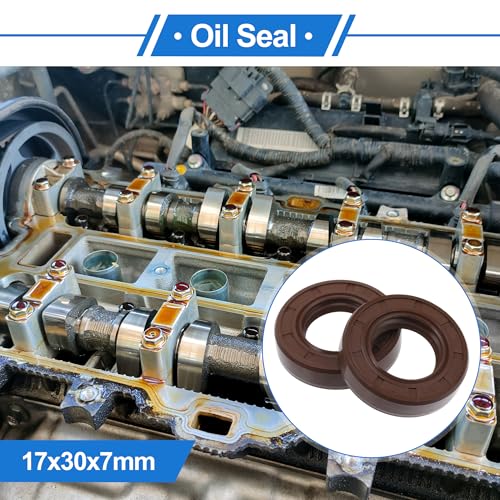 Oil Seal Ring Rotary Shaft Seal FKM Rubber 17x30x7mm 2Pcs Brown - size: 17x30x7mm