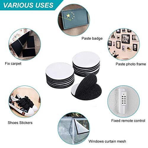 BRAVESHINE Sticky-Back Adhesive Tape - Black Hook and Loop Tape Stickers - size: Black, Round 1.5 Inch