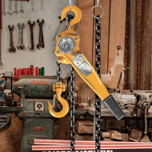 YELLOW JACKET 3 Ton Manual Lever Chain Hoist, 10 FT Come Along, G80 Galvanized Carbon Steel with Weston Double-Pawl Brake, Chain Come Along and Safety Measures for Chain Fall - size: 3 Ton 10FT