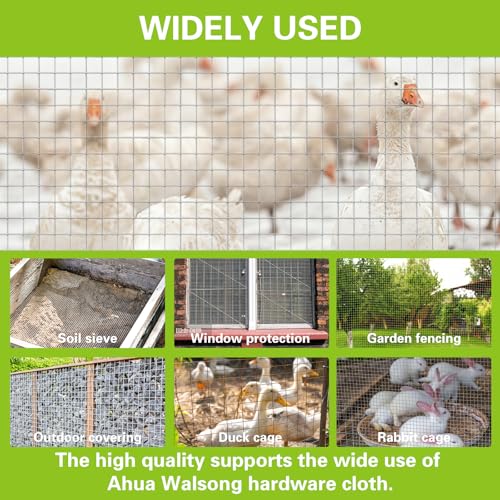 Hardware Cloth 12" x 10', 1/8" 27 Gauge Galvanized Wire Mesh Roll, Welded Metal Screen for Chicken Coops, Poultry Fencing, Animal Cages, Garden Barriers, DIY Craft Projects - size: 1/8" 27ga 12in x 10ft