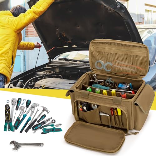Rexmica Small Tool Bag Tool Storage Organizer Tactical Range Bag, Khaki - color: Khaki