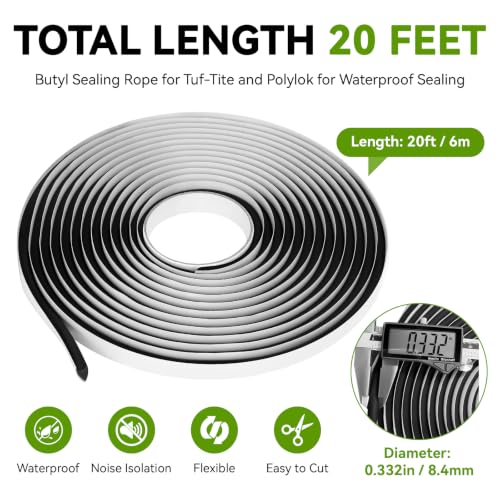 5/16" x 20ft Butyl Sealing Rope for Tuf-Tite and Polylok Septic Tank Risers