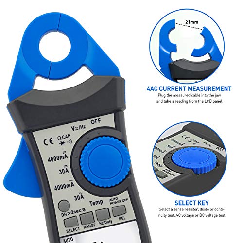 Digital Clamp Meter Multimeter, AIOMEST 1mA Sensitive Digital Low Current Clamp Multimeter, AI-870K AC/DC Current Voltage Resistance Clamp-on Multites - color: blue