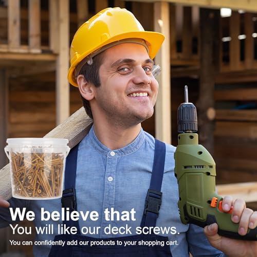 Deck Screws #10 x 3-1/2’’, T25 Star Torx Drive Flat Head Wood Screws, Tan, 5lb - color: Tan, size: 10X3-1/2’’