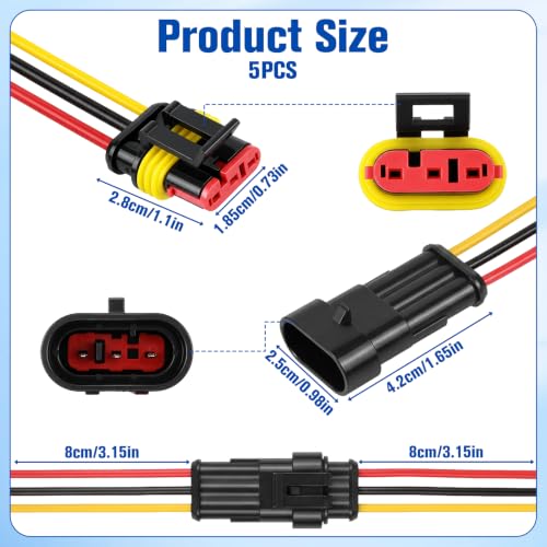 16 AWG 3 Pin Connector Waterproof 3 Wire Automotive Electrical Connectors